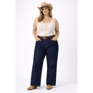 Vintage Maverick USA Wide Leg Stovepipe Jeans Size 20 Hemmed High Rise Denim 70s